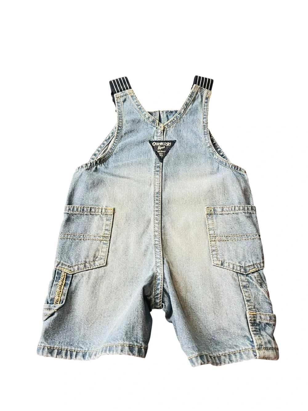 OshKosh B'gosh Light Blue Faded Denim Bib Shortalls for Kids Size 12 Months